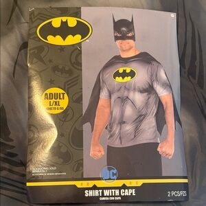DC Batman Short Sleeve Shirt with Cape - Black and Gray